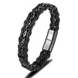 Punk Rock Bicycle Chain Leather Braid Bracelet