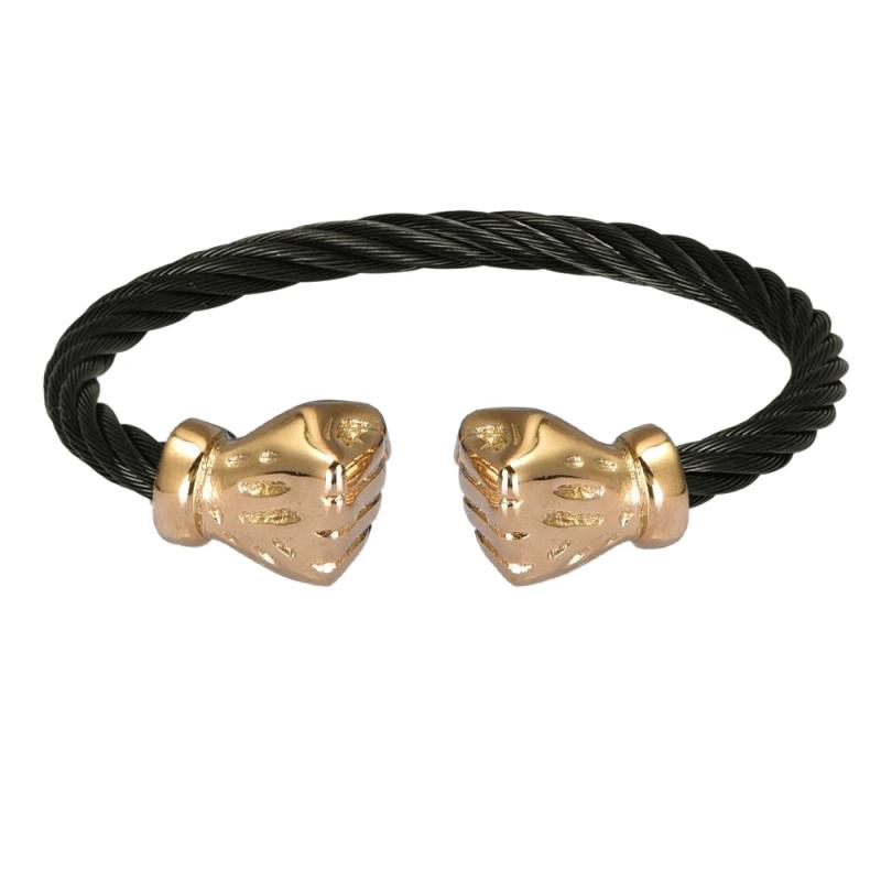 Open Cuff Bangle Men Fist Elastic Bracelet Titanium Steel Bangles