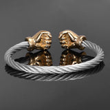 Open Cuff Bangle Men Fist Elastic Bracelet Titanium Steel Bangles