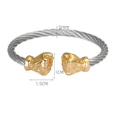 Open Cuff Bangle Men Fist Elastic Bracelet Titanium Steel Bangles