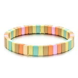Rainbow Tile Bracelet Colorful Beads Bracelets for Women Jewelry
