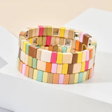 Rainbow Tile Bracelet Colorful Beads Bracelets for Women Jewelry