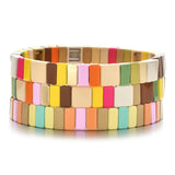 Rainbow Tile Bracelet Colorful Beads Bracelets for Women Jewelry