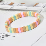 Rainbow Tile Bracelet Colorful Beads Bracelets for Women Jewelry