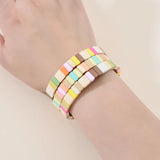 Rainbow Tile Bracelet Colorful Beads Bracelets for Women Jewelry