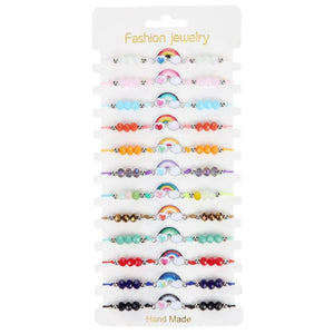 12pcs Unicorn Butterfly Charms Braided Bracelet Colorful Bead Anklet