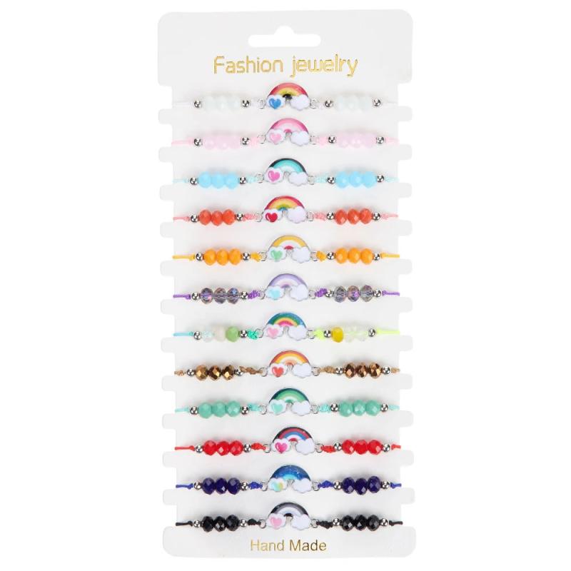 12pcs Unicorn Butterfly Charms Braided Bracelet Colorful Bead Anklet