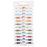 12pcs Unicorn Butterfly Charms Braided Bracelet Colorful Bead Anklet
