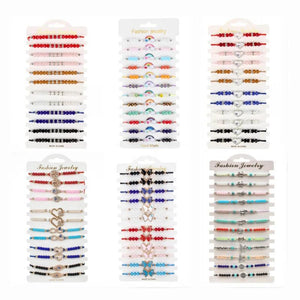 12pcs Unicorn Butterfly Charms Braided Bracelet Colorful Bead Anklet