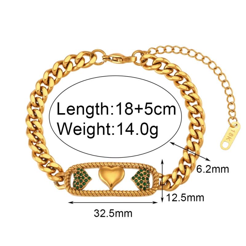Heart Plate Cuban Chain Bracelets for Women