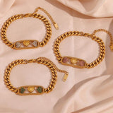 Heart Plate Cuban Chain Bracelets for Women