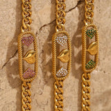 Heart Plate Cuban Chain Bracelets for Women