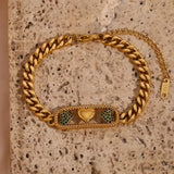 Heart Plate Cuban Chain Bracelets for Women