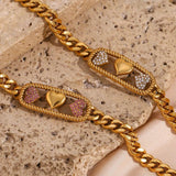 Heart Plate Cuban Chain Bracelets for Women