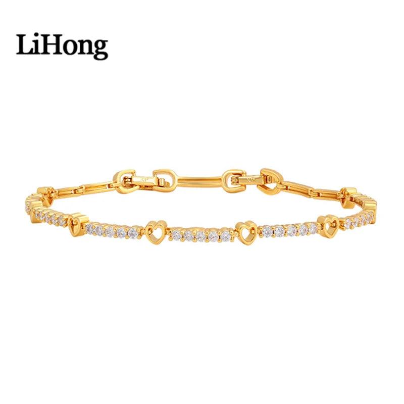 24K Heart Bracelet for Woman Gift Wedding Christmas Birthday