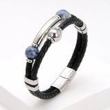 YAN MIN Classic Stainless Steel Bracelet Rope Chain Round Stone Charm Gift