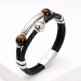 YAN MIN Classic Stainless Steel Bracelet Rope Chain Round Stone Charm Gift