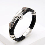 YAN MIN Classic Stainless Steel Bracelet Rope Chain Round Stone Charm Gift