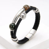 YAN MIN Classic Stainless Steel Bracelet Rope Chain Round Stone Charm Gift