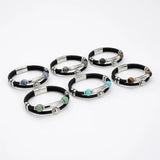 YAN MIN Classic Stainless Steel Bracelet Rope Chain Round Stone Charm Gift
