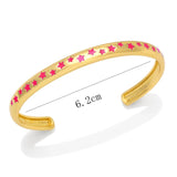 Y2K Enamel Star Cuff Bracelet Copper Bangle
