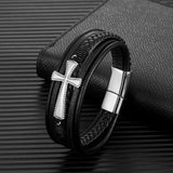 Multicolor Stainless Steel Cross Bracelet for Men Women