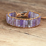 Stone Cylindrical Leather Bracelet Bohemia Charm Cuff