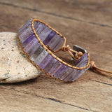 Stone Cylindrical Leather Bracelet Bohemia Charm Cuff