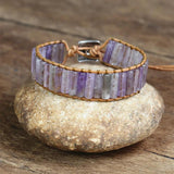 Stone Cylindrical Leather Bracelet Bohemia Charm Cuff