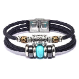 Men's Natural Stone Bracelet Homme Leather Chain Bracelet