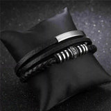 Mans Leather Bracelet Stainless Steel Magnet 200mm Birthday Gift