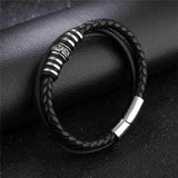 Mans Leather Bracelet Stainless Steel Magnet 200mm Birthday Gift