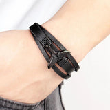 Men's Irregular Wings Layer Braided Leather Bracelet