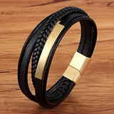 Punk Classic Braided Men Leather Bracelet with Magnetic Clasp