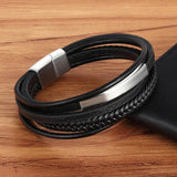Punk Classic Braided Men Leather Bracelet with Magnetic Clasp