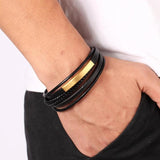 Punk Classic Braided Men Leather Bracelet with Magnetic Clasp