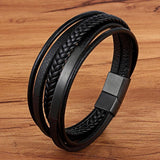 Punk Classic Braided Men Leather Bracelet with Magnetic Clasp