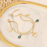 Stainless Steel Elephant Evil Eye Bracelet for Women Girls Men