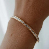 Youthway Stainless Steel CZ Bangle 18K Cuff Bracelet Gift
