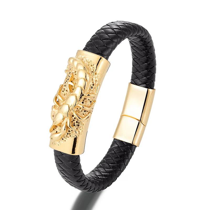 Men's Punk Stainless Steel Leather Bracelet