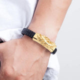 Men's Punk Stainless Steel Leather Bracelet