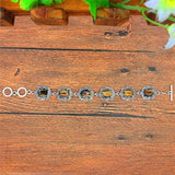 Vintage Tiger Eye Bracelet Plum Flower Antique Silver Gem Stone Jewelry