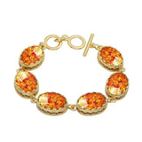 Simulated Ambers Necklace Earring Ring Set Flower Pendant Women Jewelry