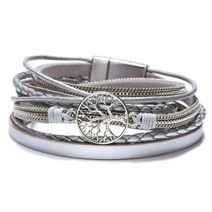 Tree Of Life Leather Bracelet For Women Layer Winding Freshwater Pearl Bracelet