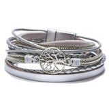 Tree Of Life Leather Bracelet For Women Layer Winding Freshwater Pearl Bracelet