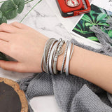 Tree Of Life Leather Bracelet For Women Layer Winding Freshwater Pearl Bracelet