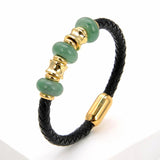 Amethyst Stone Bead Bracelet Leather Rope Chain