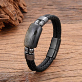 Geometric Tiger Eye Bracelet, Double Leather Chain, Real Stone Bracelet
