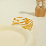 Vintage 18K Plated Cuff Bracelet with Green Opal