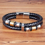 Geometric Pattern Stainless Steel Leather Men's Bracelets